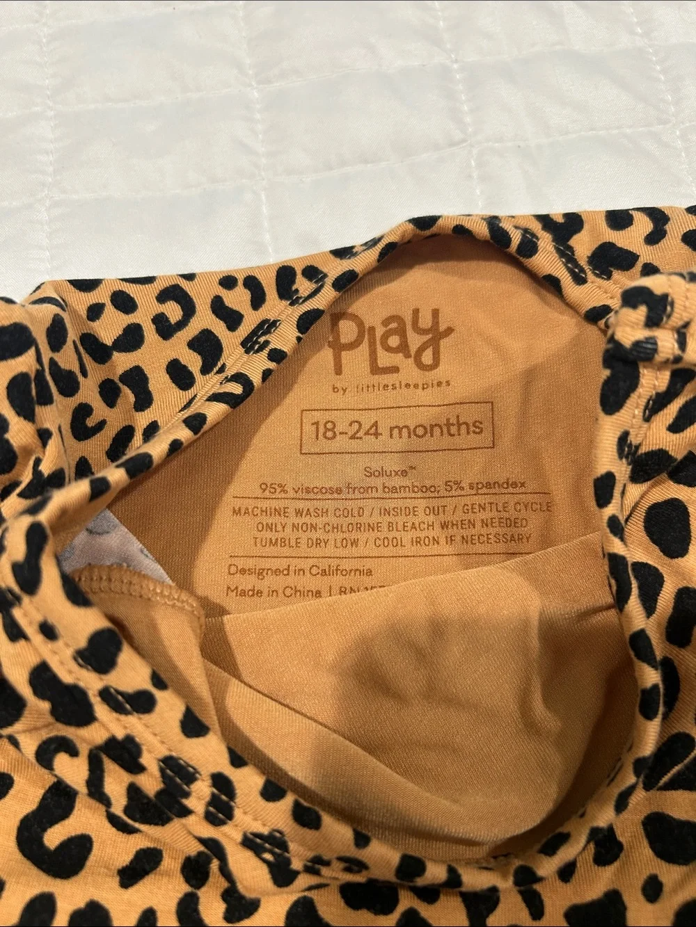 Long-Sleeve Leopard Print Kids Little Sleepies Dress